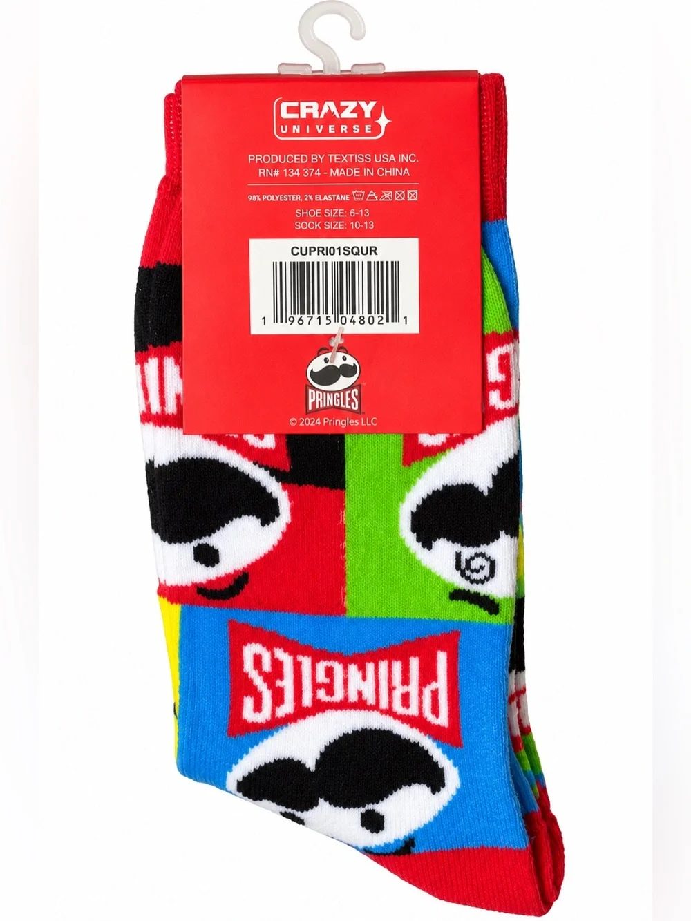 NWT Pringles Crazy Universe Colorblock Novelty Crew Socks Adult 6-13